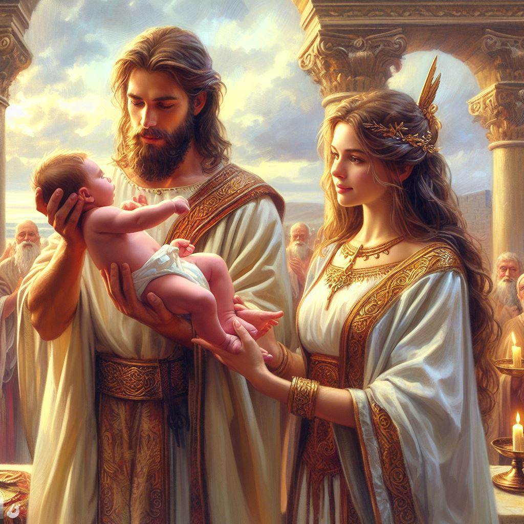 Baby Jesus presented at the temple