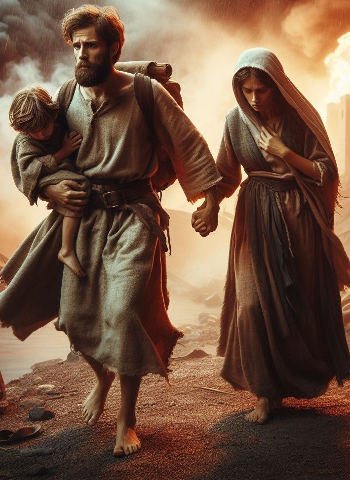Holy family fleeing