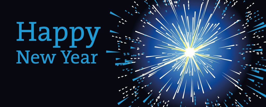 Happy New Year with fireworks