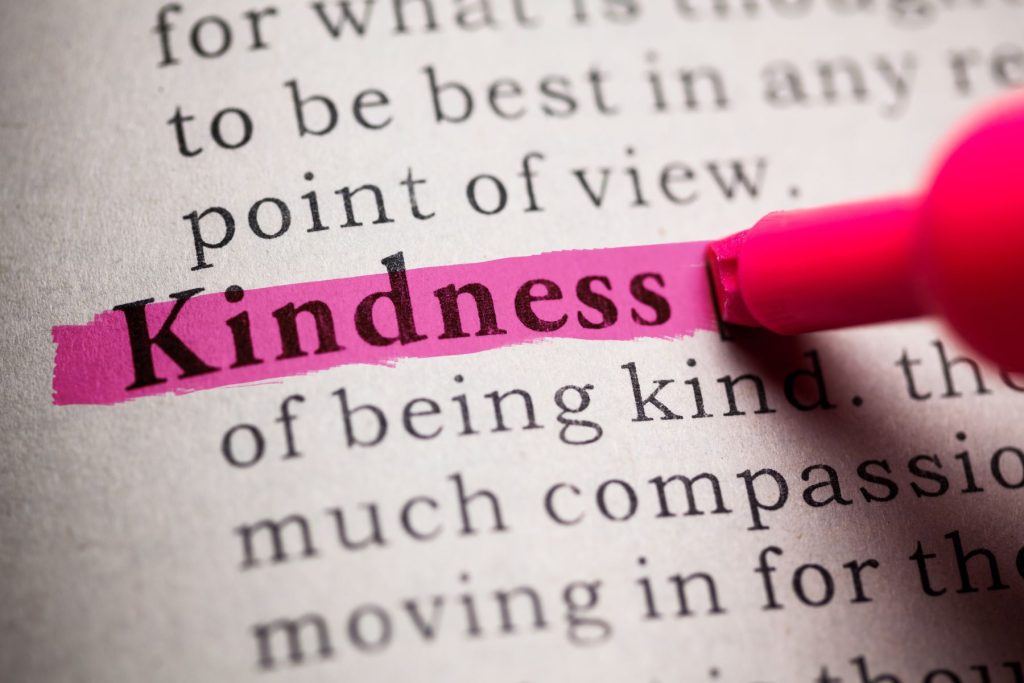 Kindness - The word Kindness is highlighted in pink in the dictionary