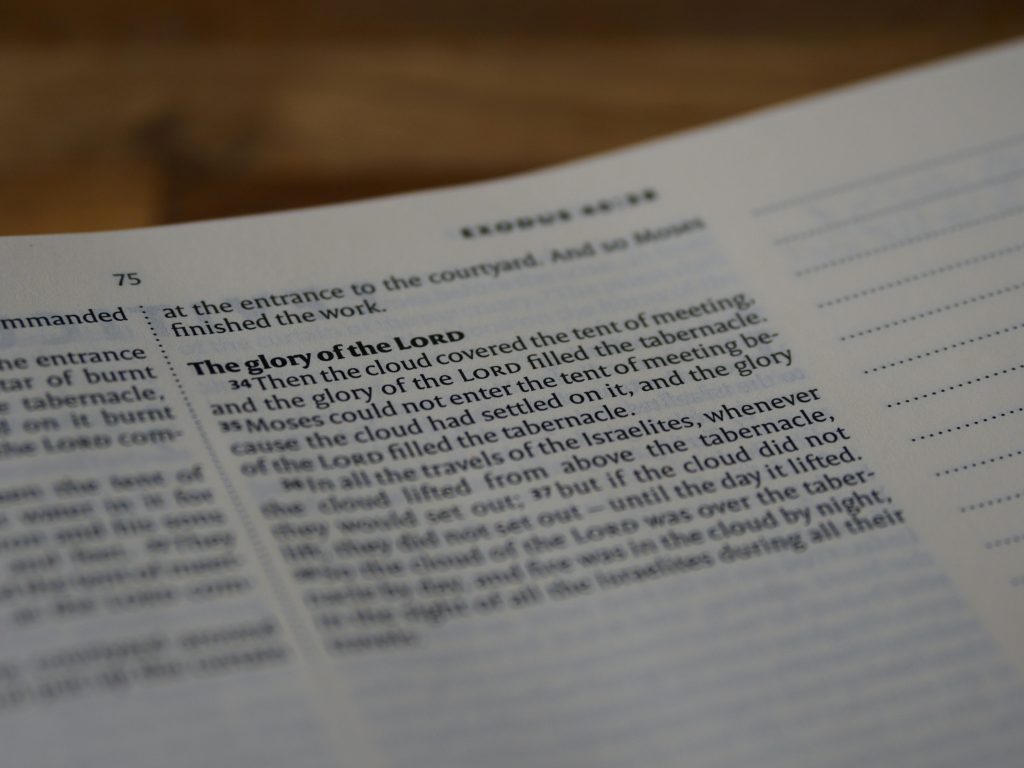 Extreme Close-Up Shot of a Bible Text